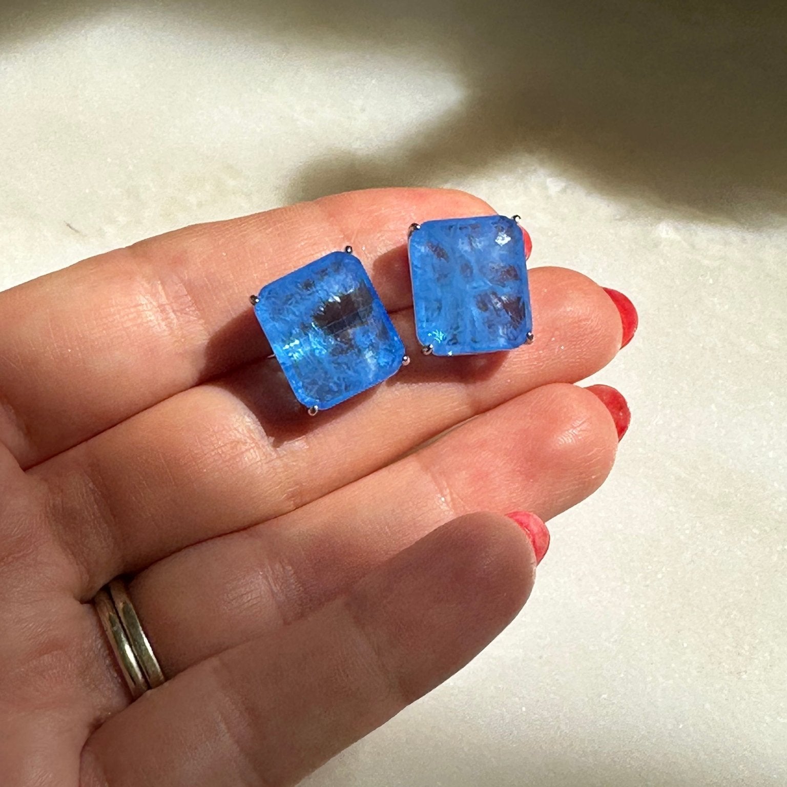 Azure Blue Oversized Goddess Studs - NOA Jewels -