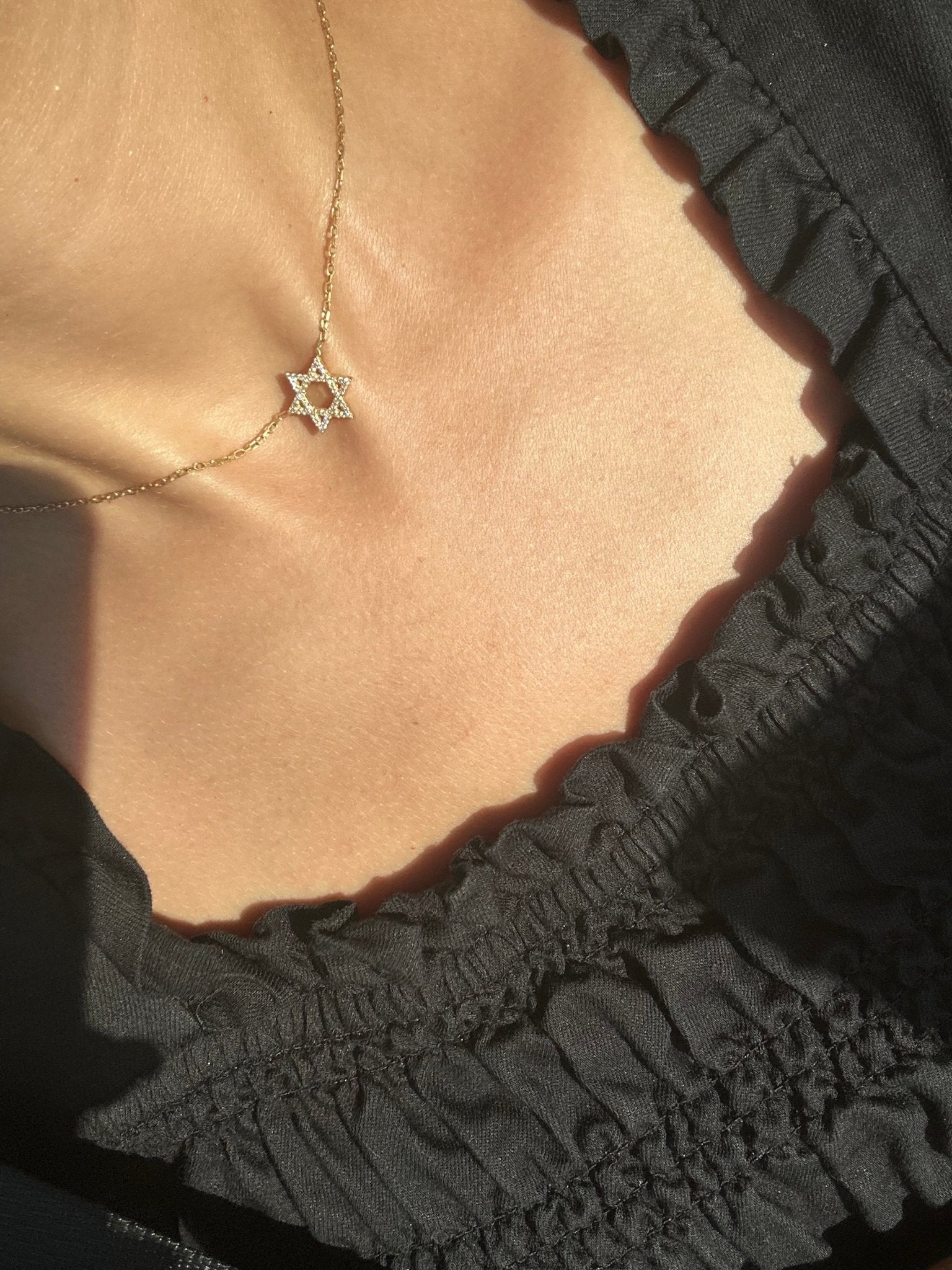 Dainty Star of David Necklace Solid Gold/Diamonds - NOA Jewels -