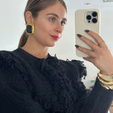 Laurent - Golden Black Resin Earrings - NOA Jewels - 