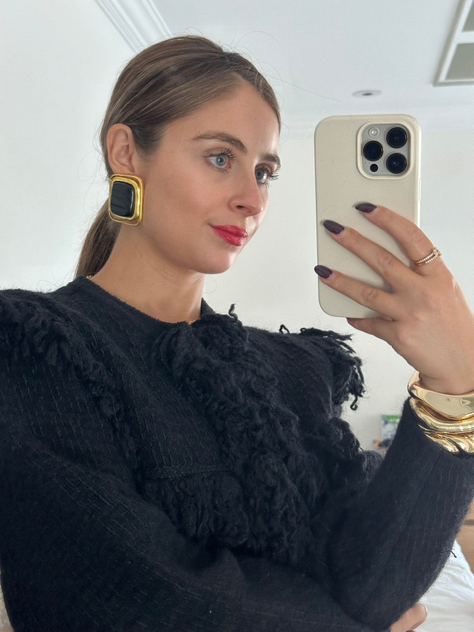 Laurent - Golden Black Resin Earrings - NOA Jewels - 